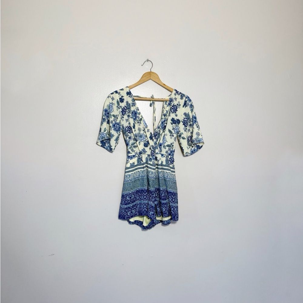 SALE! Yellow/Blue Mi Ami Shorts Wrap Romper Size XS